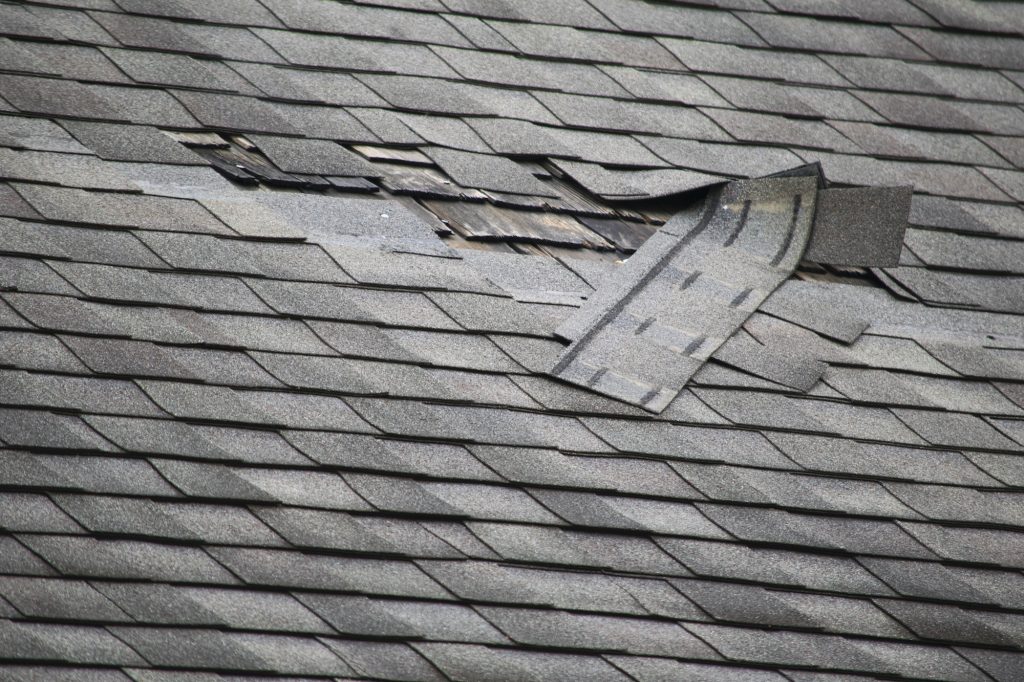 Example of damaged shingles